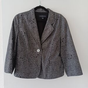 Elegant Floral Blazer - Black and Gray